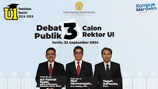 Live Debat Publik 3 Calon Rektor Universitas Indonesia Periode 20242029 [upl. by Ecraep]