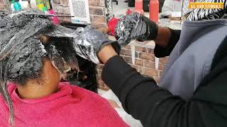 Relaxer Day Routine step by step tutorial on how to apply relaxer to Afro 4c Hair Retouch [upl. by Aibar]