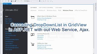 Implementing cascading DropDownList in GridView in ASPNET with out Web Service Ajax [upl. by Atinaujnas]