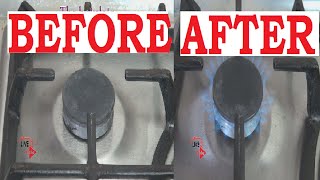 How to clean gas stove burner nozzle No gas or small flame on Gas hob cooker [upl. by Ynaffad]