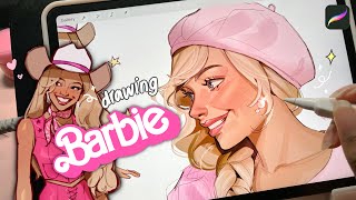 ♡ Drawing Barbie the movie  draw with me 🎀 ♡ [upl. by Ynnel]