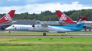 DELIVERY FLIGHT  Luxair DH8D  LXLQJ  landing at Luxembourg Findel 24 [upl. by Maclean]