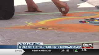 Chalk art festival returns to Omahas Midtown Crossing [upl. by Ethben]