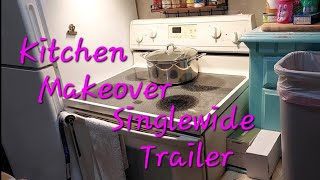 Singlewide Trailer Kitchen Makeover pt1 Food Haul Home Decor Haul mobilehome seasiren [upl. by Kristal930]