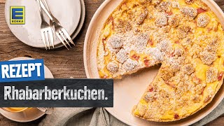 Rhabarberkuchen mit Pudding und Streuseln  Springform Kuchen Rezept [upl. by Allin]