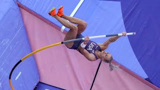 Katie Moon advances to womens pole vault final as she defends gold medal at Paris Olympics [upl. by Yllaw64]