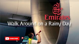 Emirates Boeing 777300ER Walk Around on a Rainy Day at Zurich Airport [upl. by Turpin]