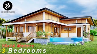 3 Bedroom Modern Bahay Kubo with POOL  Elevated Amakan Farmhouse  16x14 meters [upl. by Rhynd562]