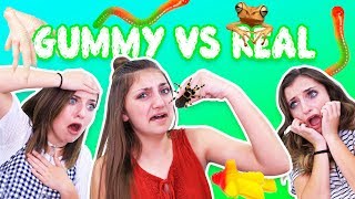 REAL VS GUMMY FOOD CHALLENGE ft BrooklynAndBailey [upl. by Glaudia317]