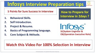 Infosys How to prepare for Interview  5 Points for 100 selection in Infosys Interview [upl. by Naarah]