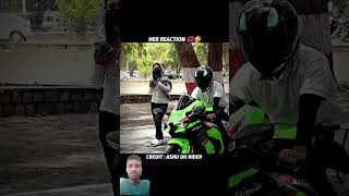 automobile girlsreactiononsuperbike rider superbikegirl ninja girlreaction ktmduke superb [upl. by Nabois]