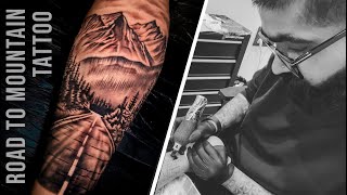 😲 NEW WAY TO CREATE CUSTOM TATTOOS  AI  Road to Mountain Realism Tattoo by tattoosbyabhishek [upl. by Berger]