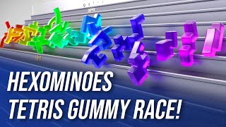 Hexominoes Tetris Gummy Race Softbody Simulation ASMR [upl. by Kong184]