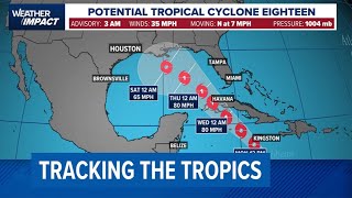 Tropical weather tracker Potential Tropical Cyclone 18 heading to Gulf of Mexico [upl. by Noerb]