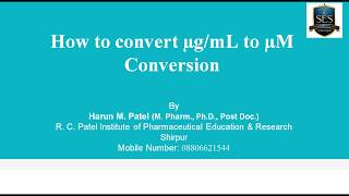 How to convert microgram per ml to micromol simplest way of calculation [upl. by Ripp]