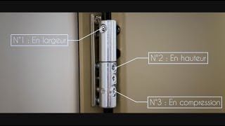 Réglages des paumelles 3D serrure et gâche filante de la porte aluminium PASSAGE dEURADIF [upl. by Eiderf549]