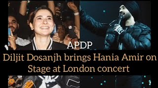 Diljit Dosanjh brings hania Amir on stage at London concert [upl. by Atnahsa]