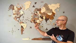 Unboxing amp Installing a Wooden World Map StepbyStep Guide 🌎 [upl. by Wescott]