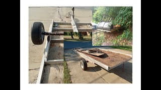 Cut down Double snowmobile trailer to single Golf cart Trailer pulls like butter Go get that Cart [upl. by Clevie]