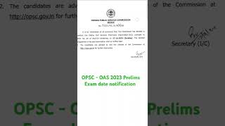 Opsc OAS 2023 Prelims exam date is out  OAS 2023 Prelims date  OAS exam  Opsc  Oas  OCS 2023 [upl. by Hnaht494]