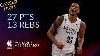 Nicolas Claxton 27 pts 13 rebs vs Pistons 2223 season [upl. by Landan]