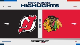 NHL Game Highlights  Devils vs Blackhawks  November 5 2023 [upl. by Atiluj]