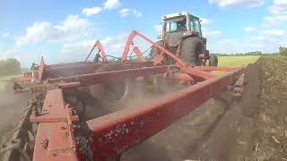 1486 disking bean stubble spring tillage [upl. by Nnylaf]