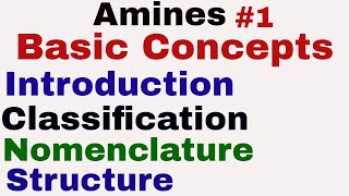 Amines 1 Basic Concepts  Introduction  Classification  Nomenclature  Structure [upl. by Tenom919]