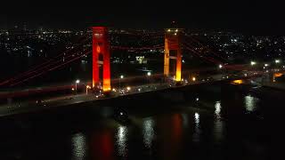 Beautiful Landscape Ampera Bridge Palembang at night captured by drone [upl. by Nodyarg67]