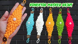 Konektor Masker Rajut Motif Popcorn 3D  How to make a 3D Popcorn Mask Connector Crochet [upl. by Orazal769]