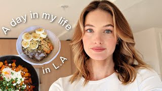 Day in the life in LA  What I eat on a busy day hair care routine amp exciting meeting  Sanne Vloet [upl. by Usanis]