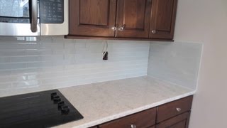 How to install Glass tile Kitchen Backsplash [upl. by Olvan994]