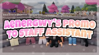 aenergwys Promotion To Staff Assistant  Frappe ROBLOX [upl. by Nomelif474]