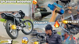 Splendor Modified😍  Install Ms Racer  Exchaust🔥  Price   Loud Sound😱 ​⁠officialRahul23 [upl. by Laughton]