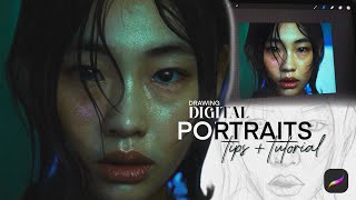 Drawing Digital Portraits on Procreate  Tips  Tutorial [upl. by Vogele]