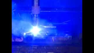 Plasma Cutting 2quot steel with Hypertherm HPR 400XD [upl. by Aicissej]