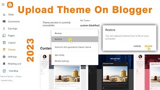 How to Upload a Theme in Blogger 2023  How to Upload Custom Theme in Blogger [upl. by Schouten]