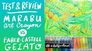 FABERCASTELL GELATO vs MARABU ART CRAYONS TEST and REVIEW  Kathy Weller Art [upl. by Helsie999]