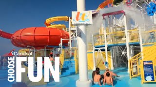 WaterWorks Water Park with audio description  Onboard Activities  Carnival Cruise Line [upl. by Munro]