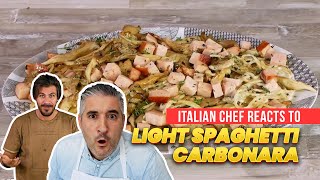 Italian Chef Reacts to GREEK LIGHT SPAGHETTI CARBONARA Disaster [upl. by Darell130]