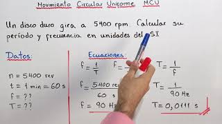 Período y frecuencia en el MCU  Movimiento Circular Uniforme MCU  Problemas de Movimiento Circular [upl. by Shauna321]