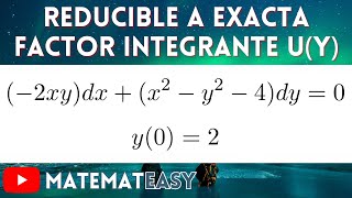 ✏️ Ecuación Diferencial Reducible a Exacta  Factor Integrante uy PVI [upl. by Sweeney]