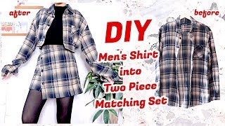 Refashion DIY Mens Shirt into Two Piece Matching Set  ファッション 古着リメイク  옷리폼  COSTURAㅣmadebyaya [upl. by Vaish82]