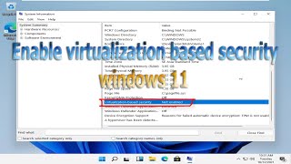 How to enable virtualization based security windows 11 [upl. by Desma]