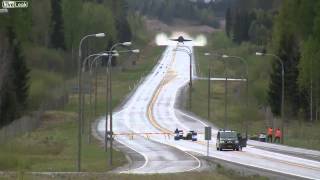 F18 taking off from highway [upl. by Arbed]