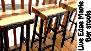 Making Live Edge Maple Bar stools DIY wfree plans [upl. by Neerroc572]