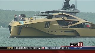 New yacht launched in Sturgeon Bay [upl. by Meluhs]