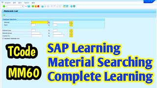 Sap Learning T Code MM60 Complete Learning [upl. by Ahsiaa]