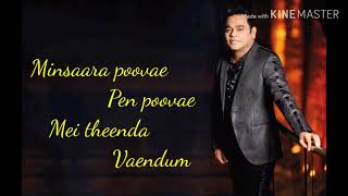 Minsara poovea pen poovea  padayappa songs with lyrics [upl. by Odraccir633]