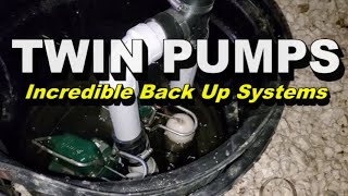 Incredible TWIN PUMPS Below Sea Level Sump Pump Single Check Valve French Drain is Footer Tile [upl. by Leiram]